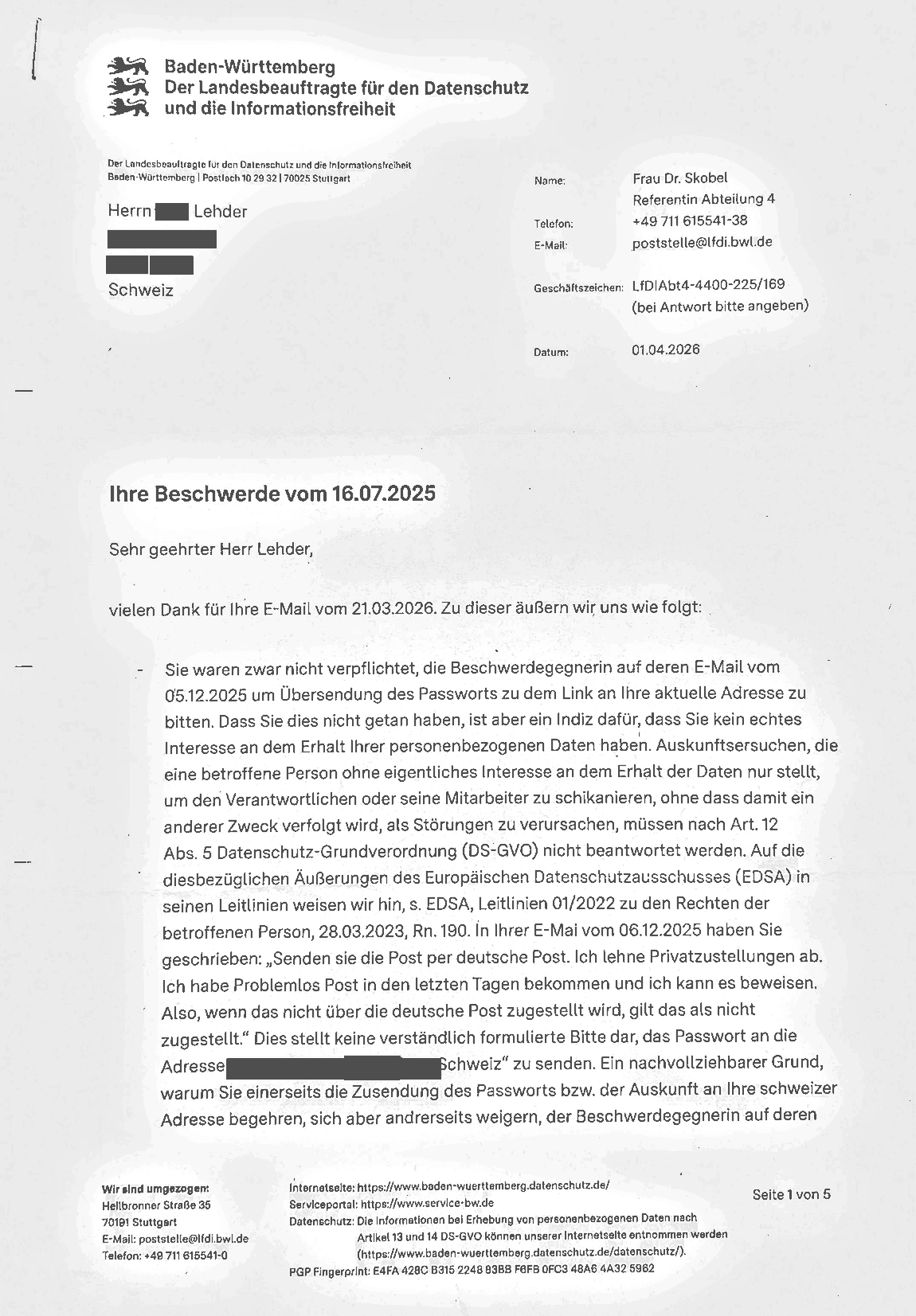 Letter of 1 April 2026 page 1